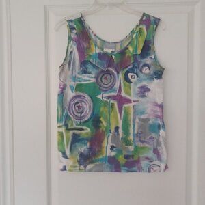 Vintage Como Studio Blouse Women Size 8 Abstract 100% Rayon Y2K